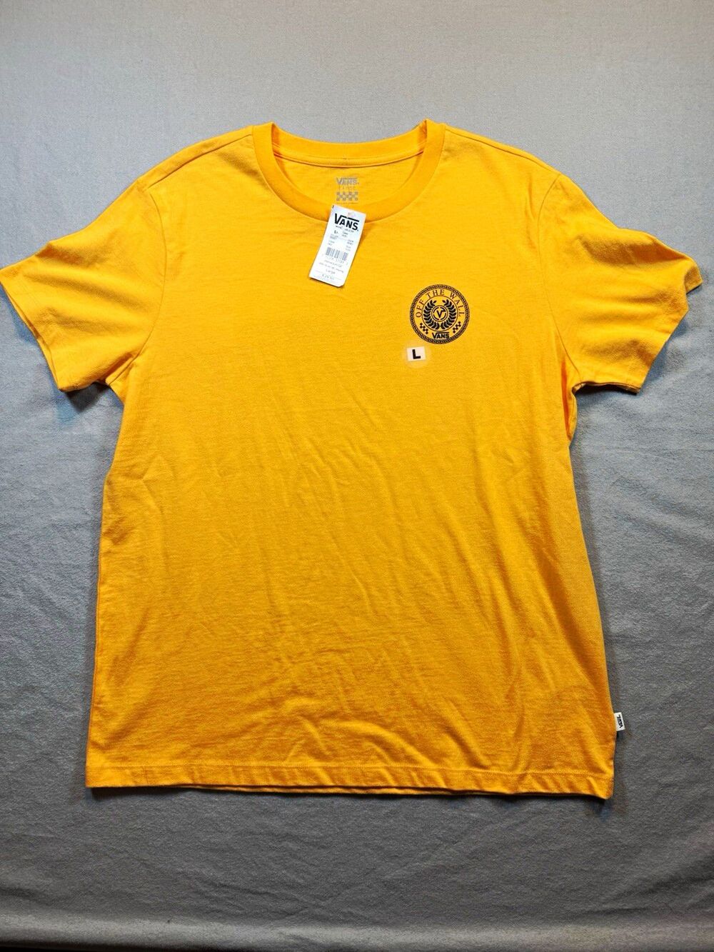 VANS men’s L Yellow Graphic Logo Crew Neck Short Sleeve Cotton T-Shirt